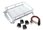 1/10 Scaler Metal Mesh Roof Rack, Oval Lights - Silver