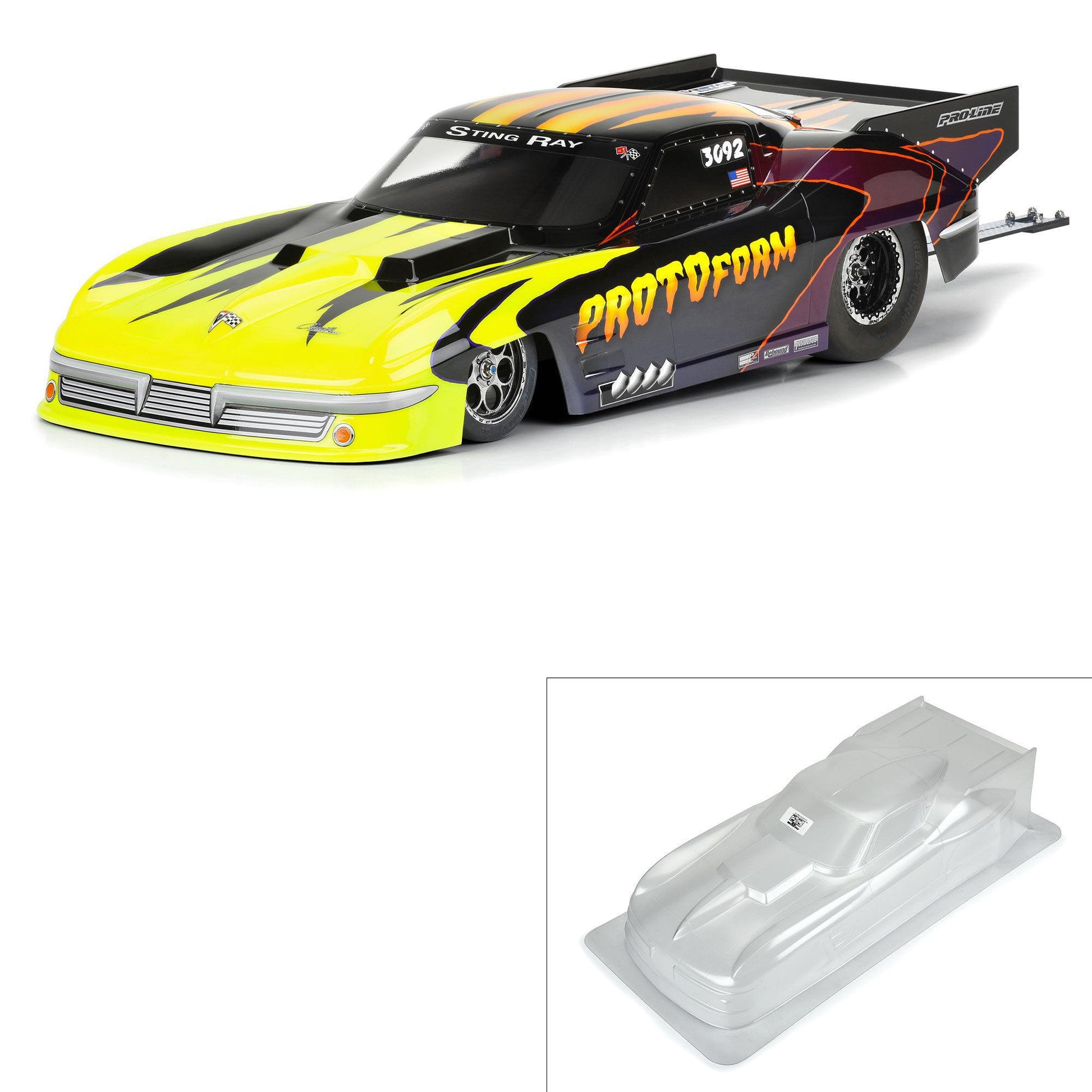 Protoform 1/10 1963 Chevrolet Corvette Stingray Pro Mod Clear Body: Drag Car PRM158800