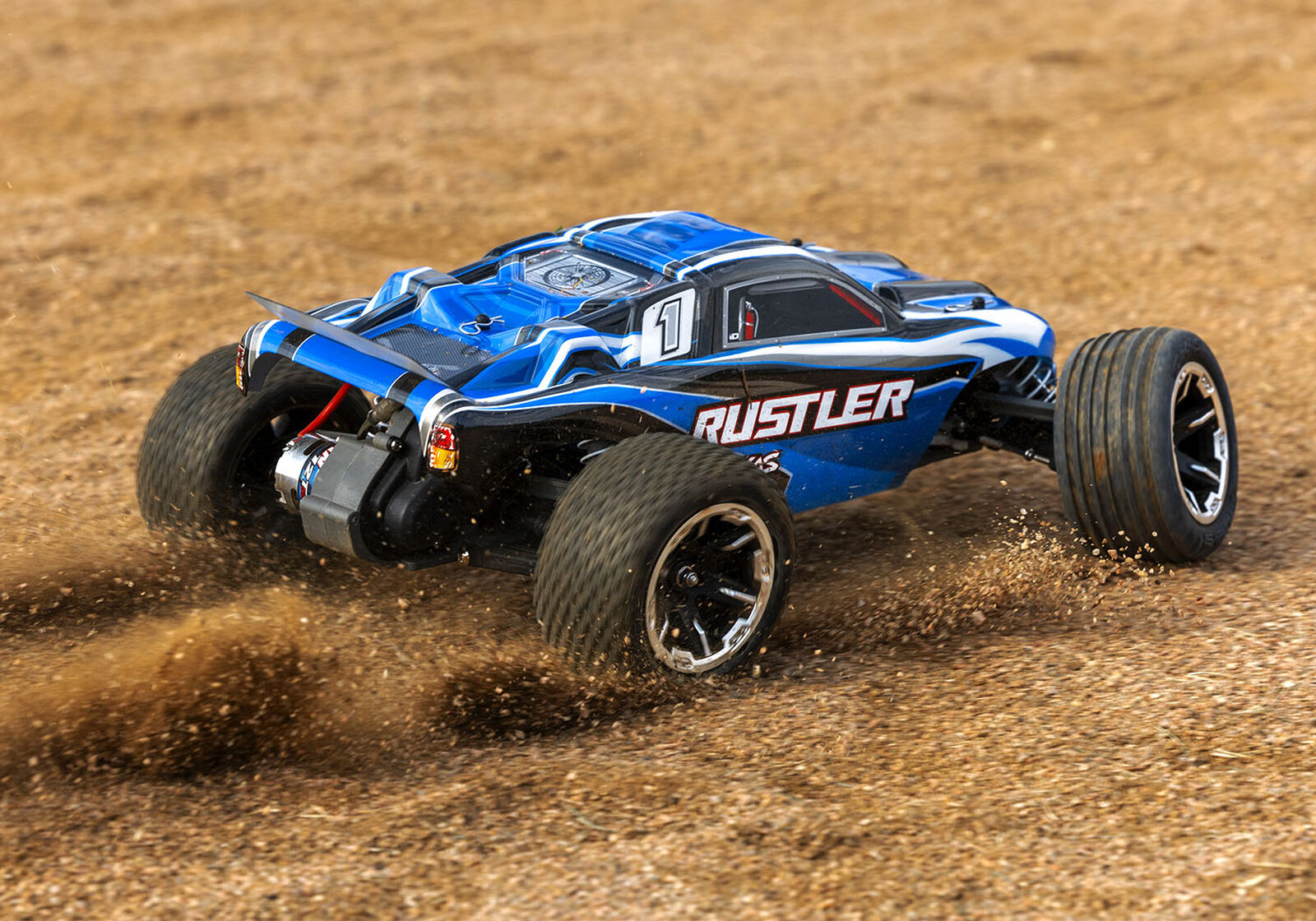 Rustler 1/10 Stadium Truck With USB-C Charger Blue