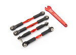 Turnbuckles, Aluminum (Red-anodized), Camber Links, Front, 39mm (2), Rear, 49mm (2) (Assembled W/ Rod Ends & Hollow Balls)/wrench