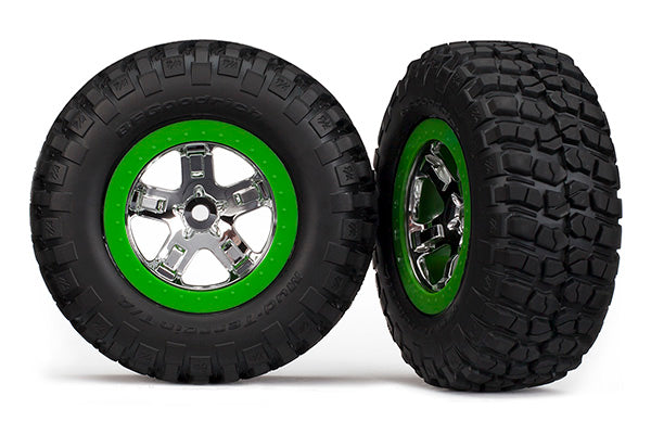 SCT Chrome & Green Wheels & BFGoodrich Tires (2)