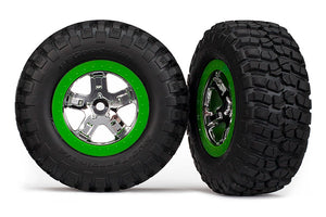 SCT Chrome & Green Wheels & BFGoodrich Tires (2)