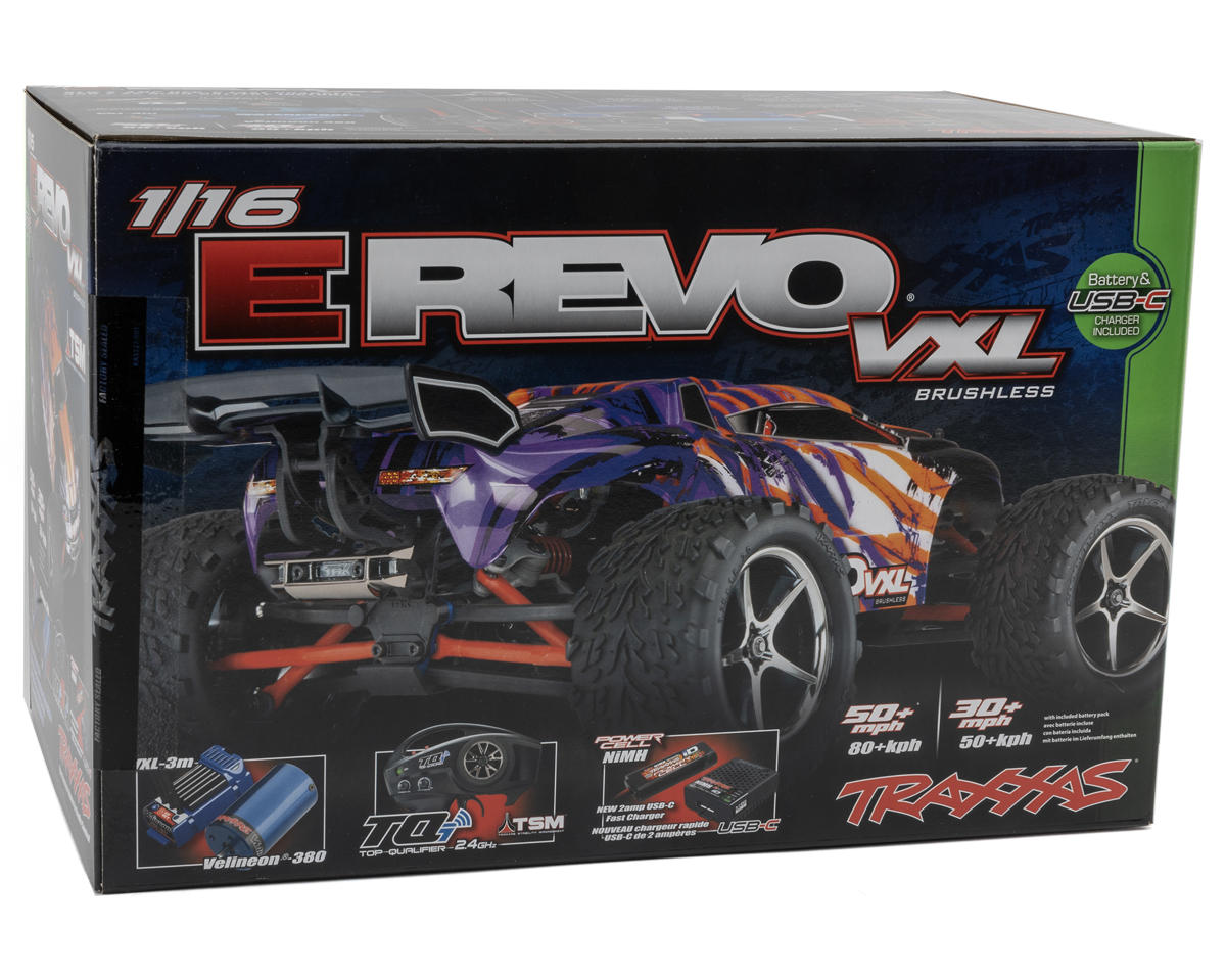 Traxxas E-Revo VXL Brushless 1/16 4WD RTR Monster Truck (Purple) w/VXL-3m ESC, TQi 2.4GHz Radio, Battery & USB-C Charger