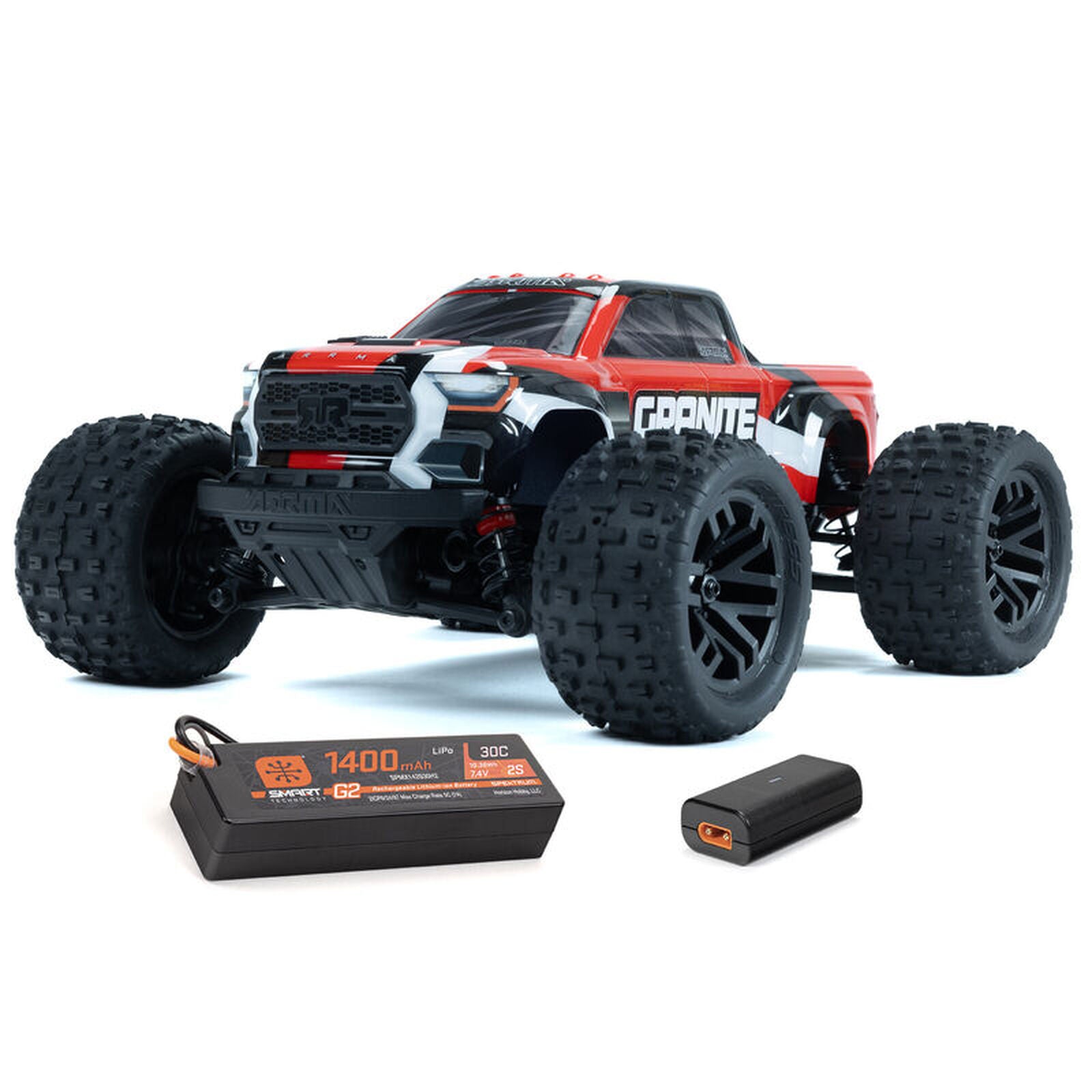 GRANITE GROM MEGA 1/18 380 Brushed 4X4 Monster Truck RTR with Battery & Charger Red