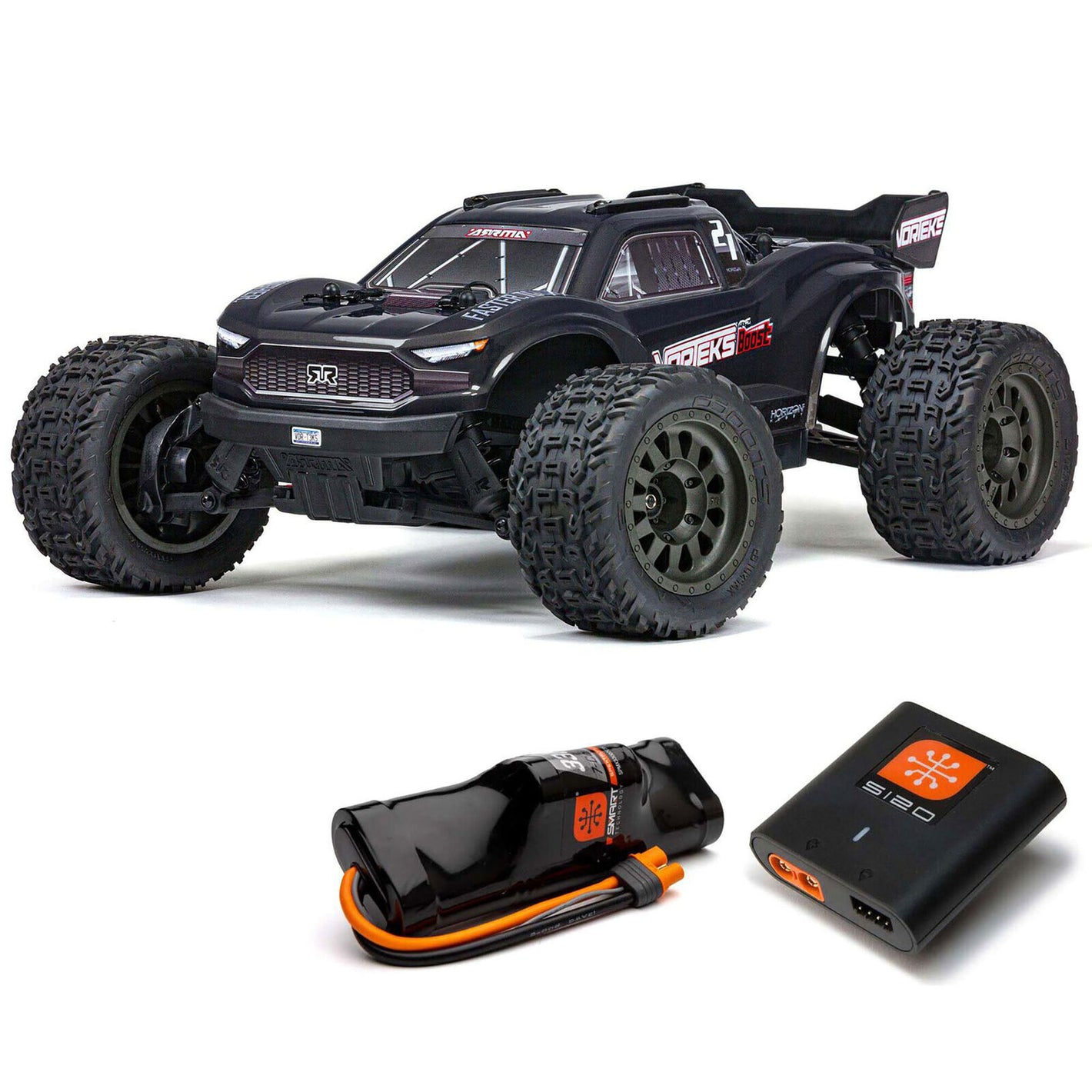 Vorteks 4X2 BOOST 1/10 Electric RTR Stadium Truck (Gun Metal) w/SLT2 2.4GHz Radio, Battery & Charger