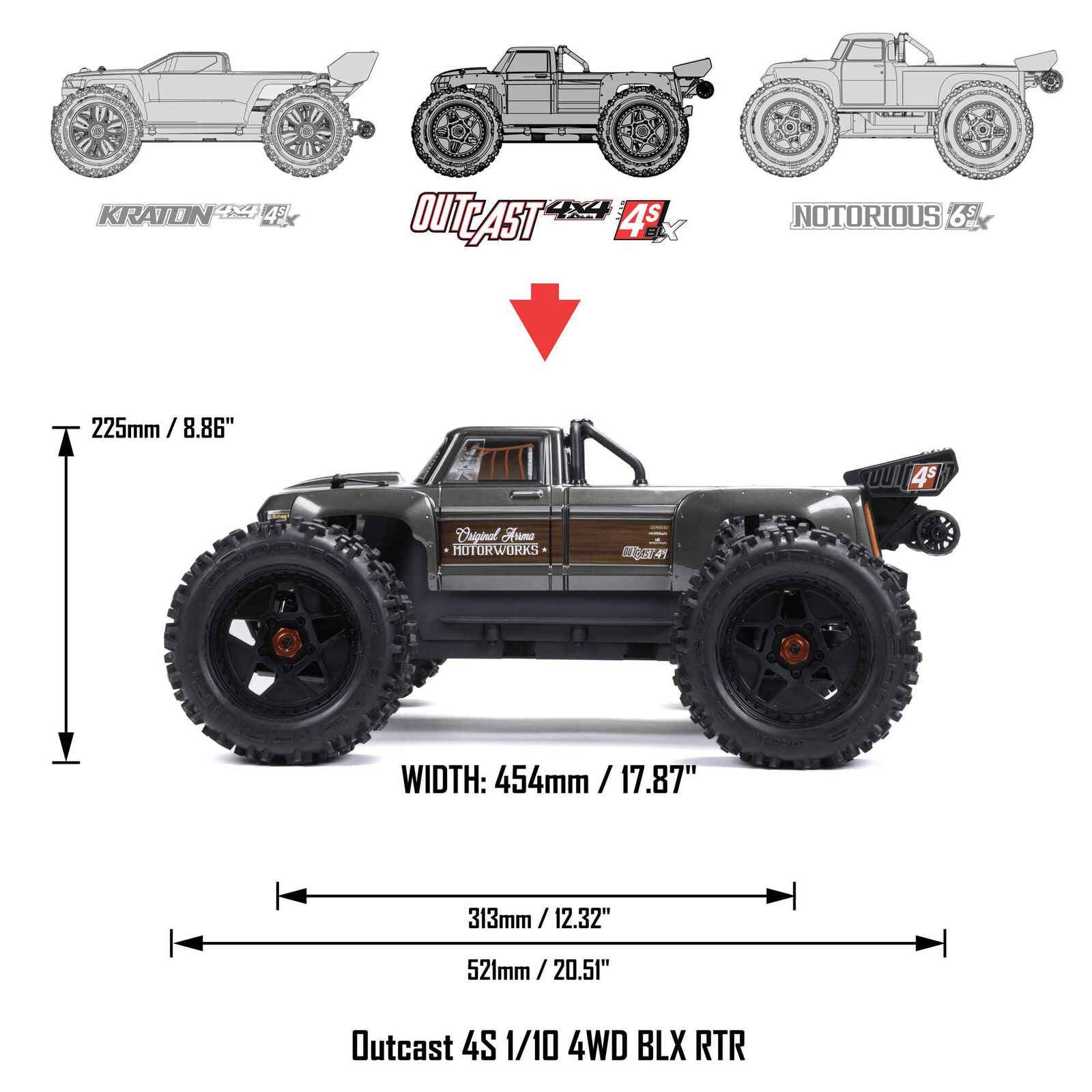 Outcast 4S V2 BLX Brushless RTR 1/10 Stunt Truck (Red)