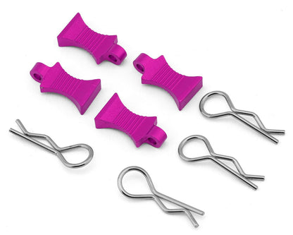 Hobby Details Pro Aluminum Easy Pull 1/10 & 1/8 Body Clips (Pink) (4)