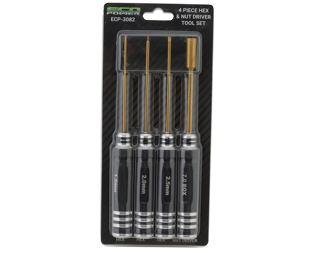 EcoPower 4-Piece Metric Hex & Nut Driver Tool Set (1.5, 2.0, 2.5mm/7mm)