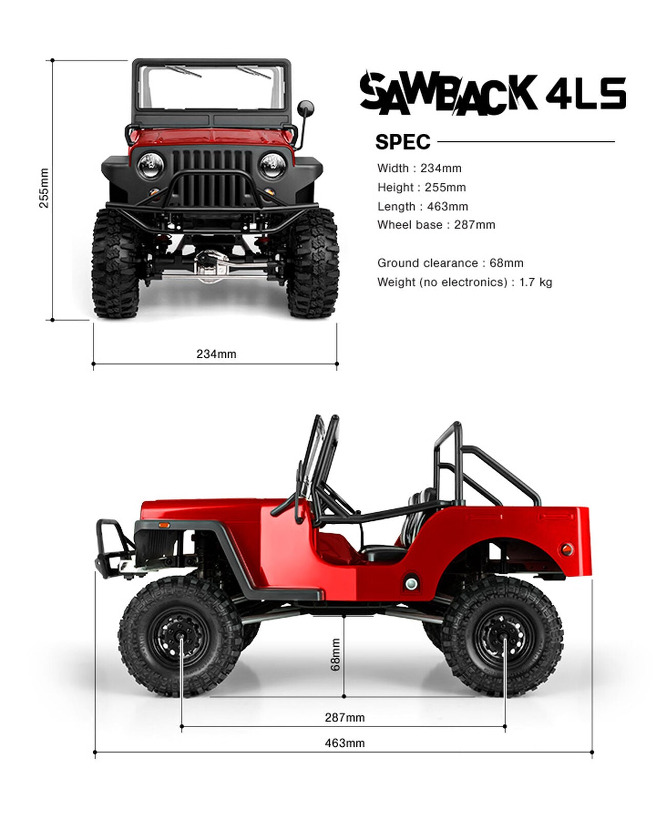 SAWBACK 4LS, GS01 4WD Off-Road Vehicle Kit