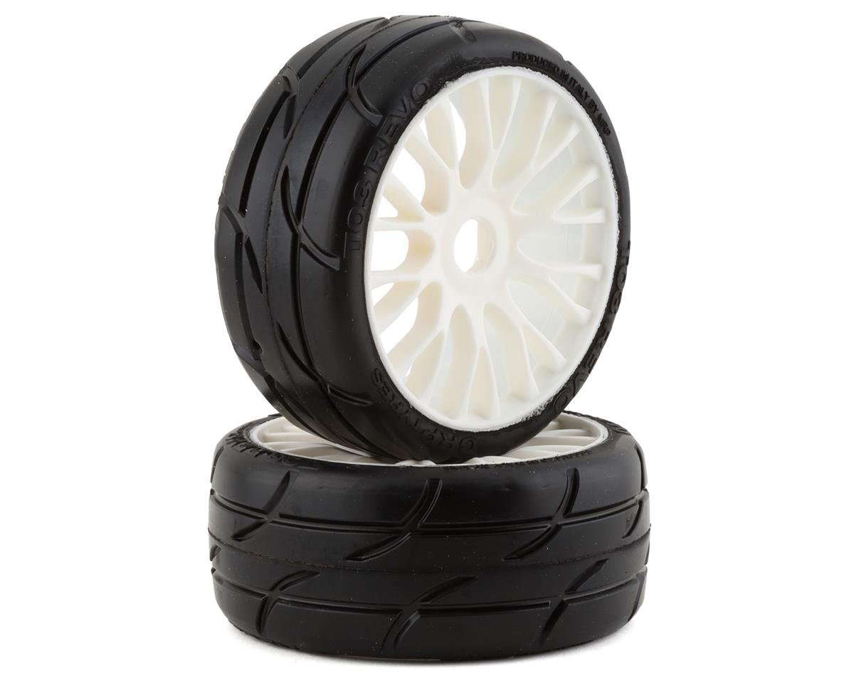 GRP Tires GT - TO3 Revo Belted Pre-Mounted 1/8 Buggy Tires (White) (2) (XM2) w/RIGID Wheel