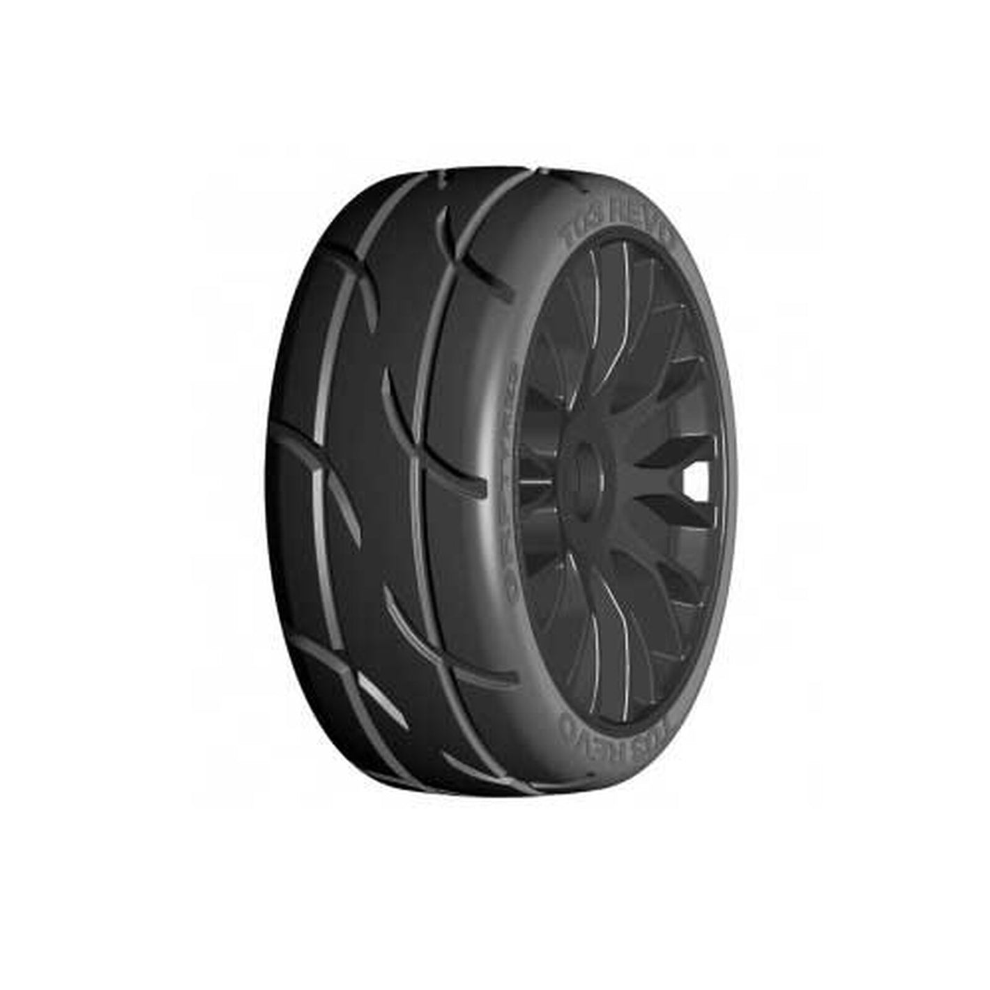 TO3 Revo Belted Pre-Mounted 1/8 Buggy Tires w/FLEX Wheel (XB1) (Black)