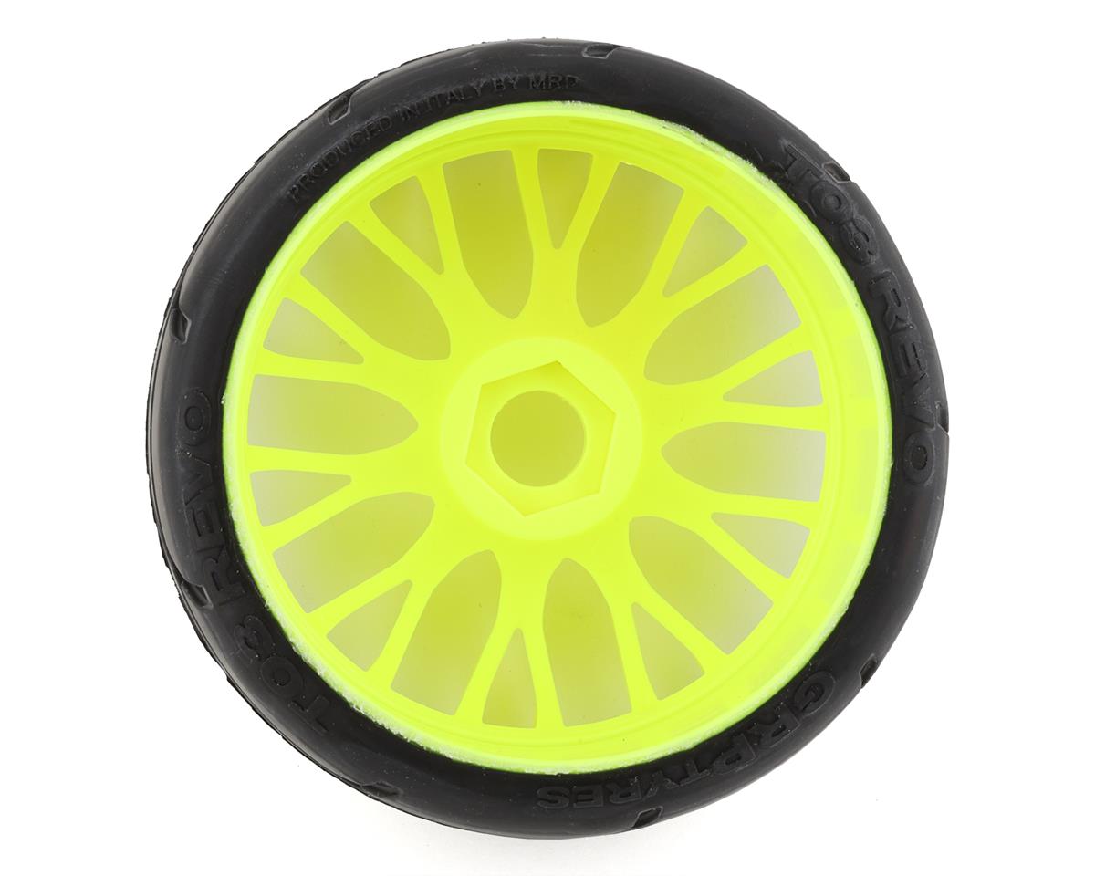 GRP Tires GT - TO3 Revo Belted Pre-Mounted 1/8 Buggy Tires (Yellow) (2) (XM2) w/FLEX Wheel