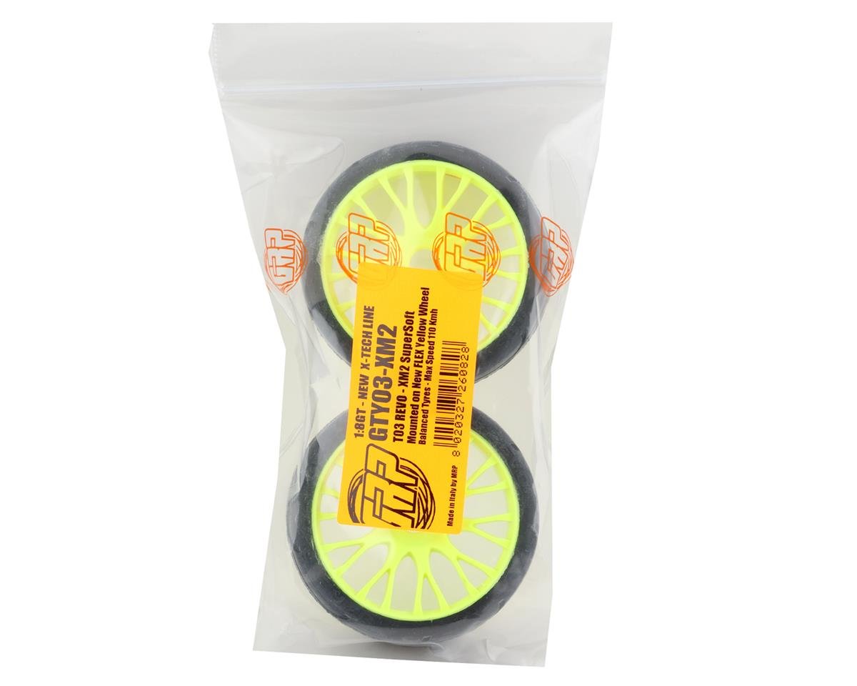GRP Tires GT - TO3 Revo Belted Pre-Mounted 1/8 Buggy Tires (Yellow) (2) (XM2) w/FLEX Wheel