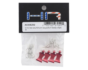 1/10 Aluminum EZ Pulls w/Body Clips (Red) (4)