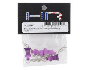 1/10 Aluminum EZ Pulls w/Body Clips (Purple) (4)