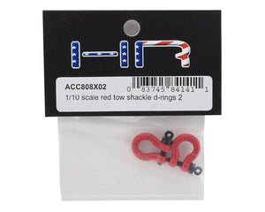 1/10 Scale Aluminum Red Tow Shackle D-Rings (2pcs)