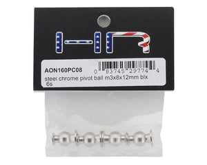 Arrma 6S 3x8x12mm Steel Chrome Pivot Ball (4)