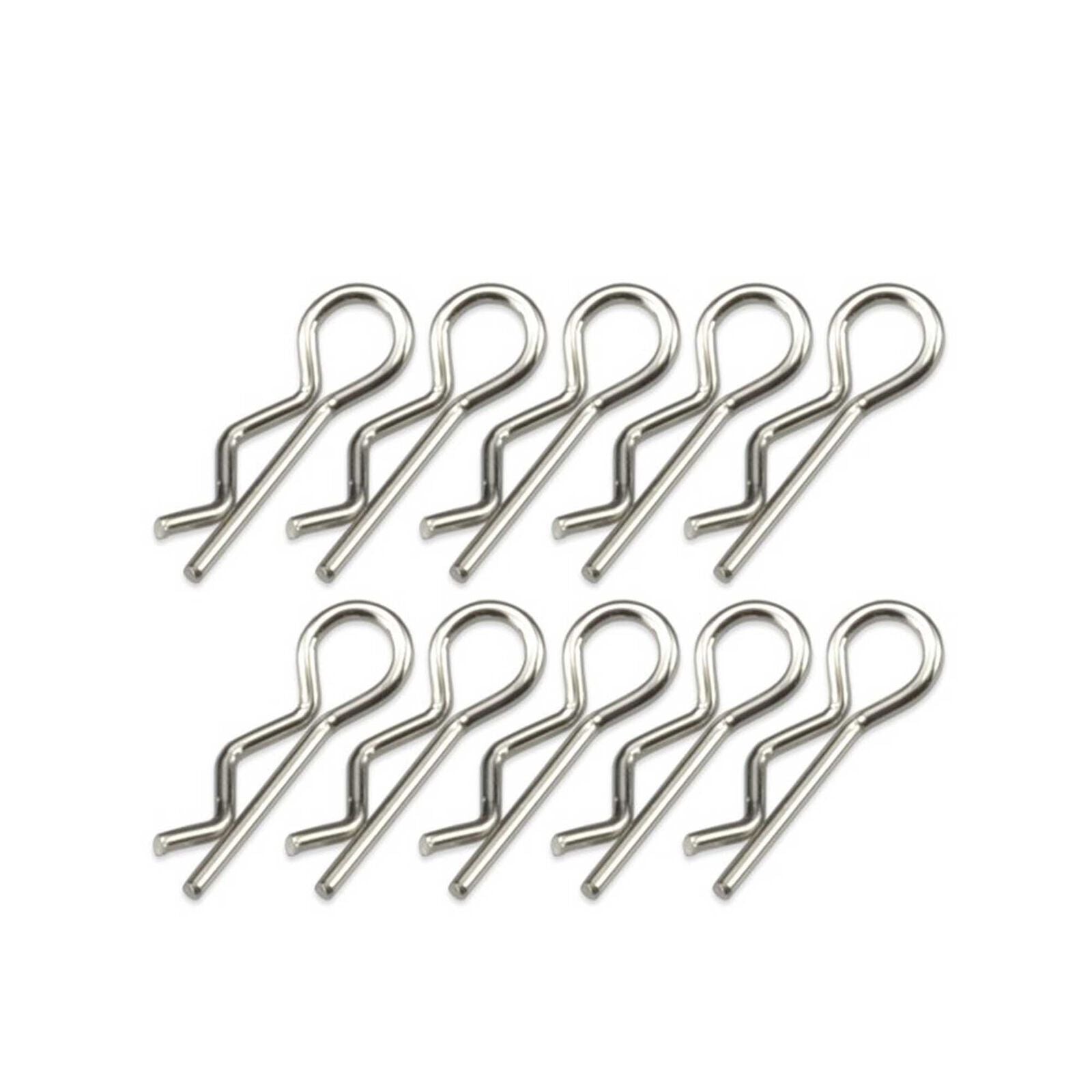 Compact Angled Body Clips, Silver (10)