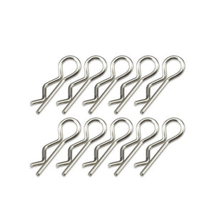 Compact Angled Body Clips, Silver (10)