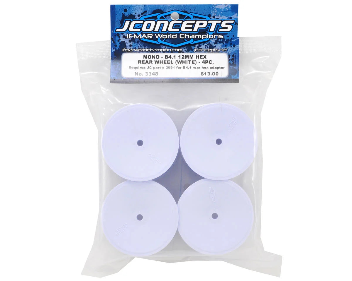 JConcepts 12mm Hex Mono 2.2 Rear Wheels (White) (4) (B7/B6/B74/RB6)