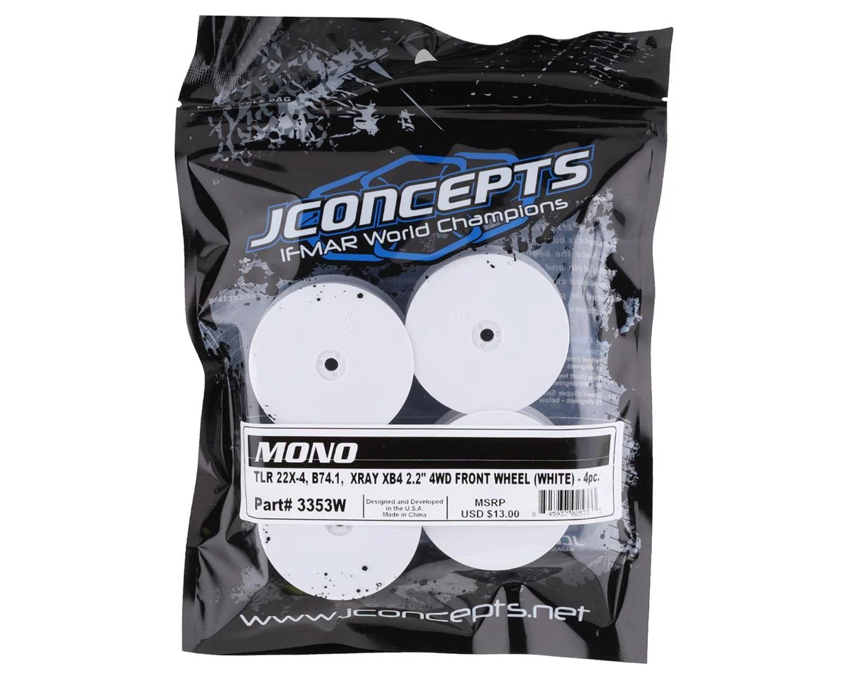 JConcepts 12mm Hex Mono 2.2 4WD Front Buggy Wheels (4) (White) (22X-4, XB4, B74.1)