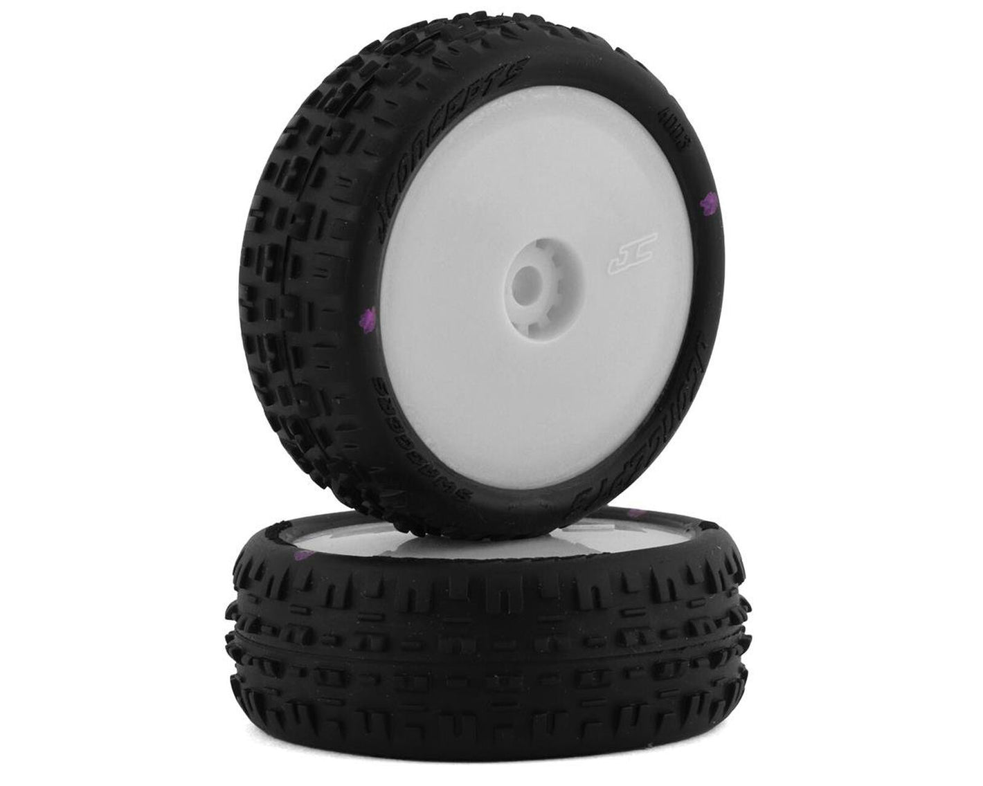 Mini-B Swagger Pre-Mounted Front Tires (White) (2) (Pink)