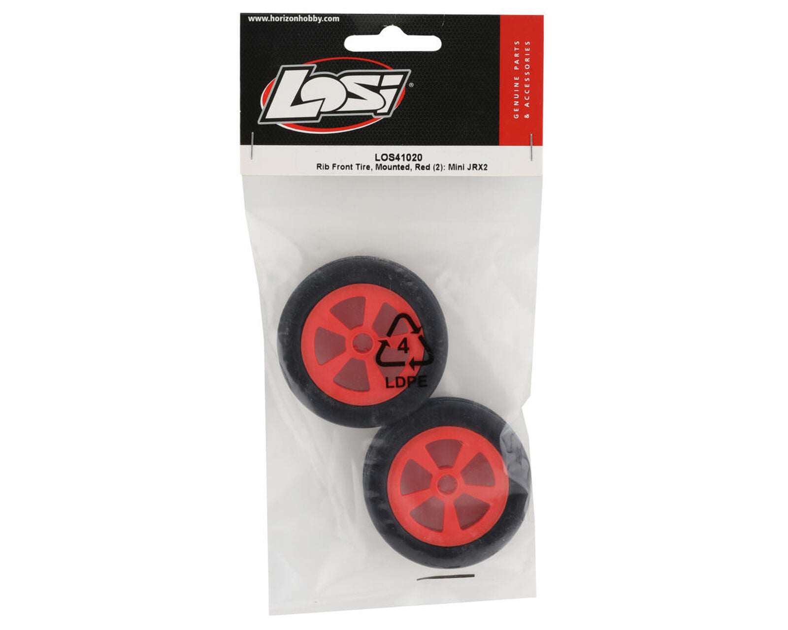 Mini JRX2 Pre-Mounted Front Rib Tire (Red) (2)