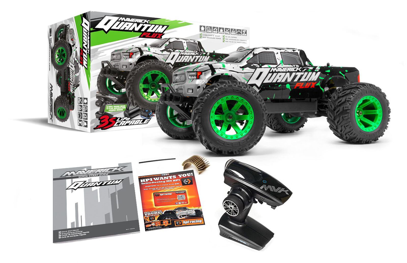 *DISCONTINUED* Quantum MT Flux 80A Brushless 1/10 4WD Monster Truck, Ready To Run - Silver