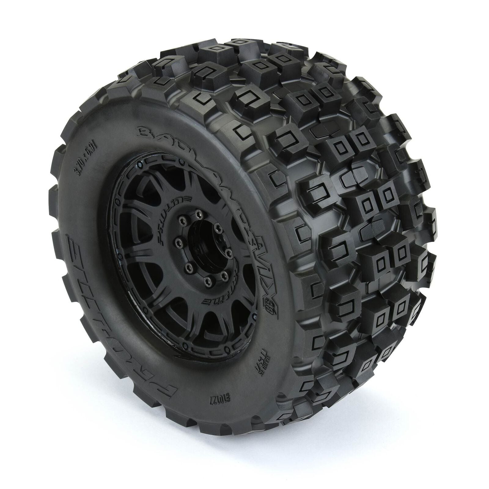 1/8 Badlands MX38 F/R 3.8" MT Tires Mounted 17mm Blk Raid (2)