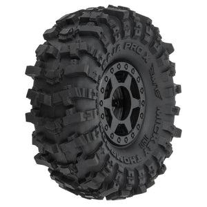 SCX24 1.0" MT Baja Pro X Pre-Mounted Tires (Black) (4) (Medium) w/Holcomb Wheels