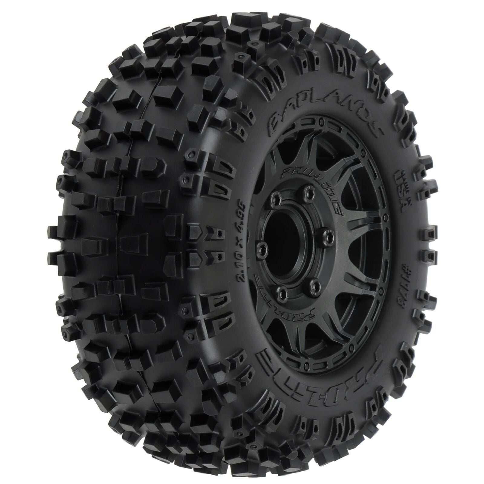 1/10 Badlands Front/Rear 2.8" MT Tires Mounted 12mm Blk Raid (2)