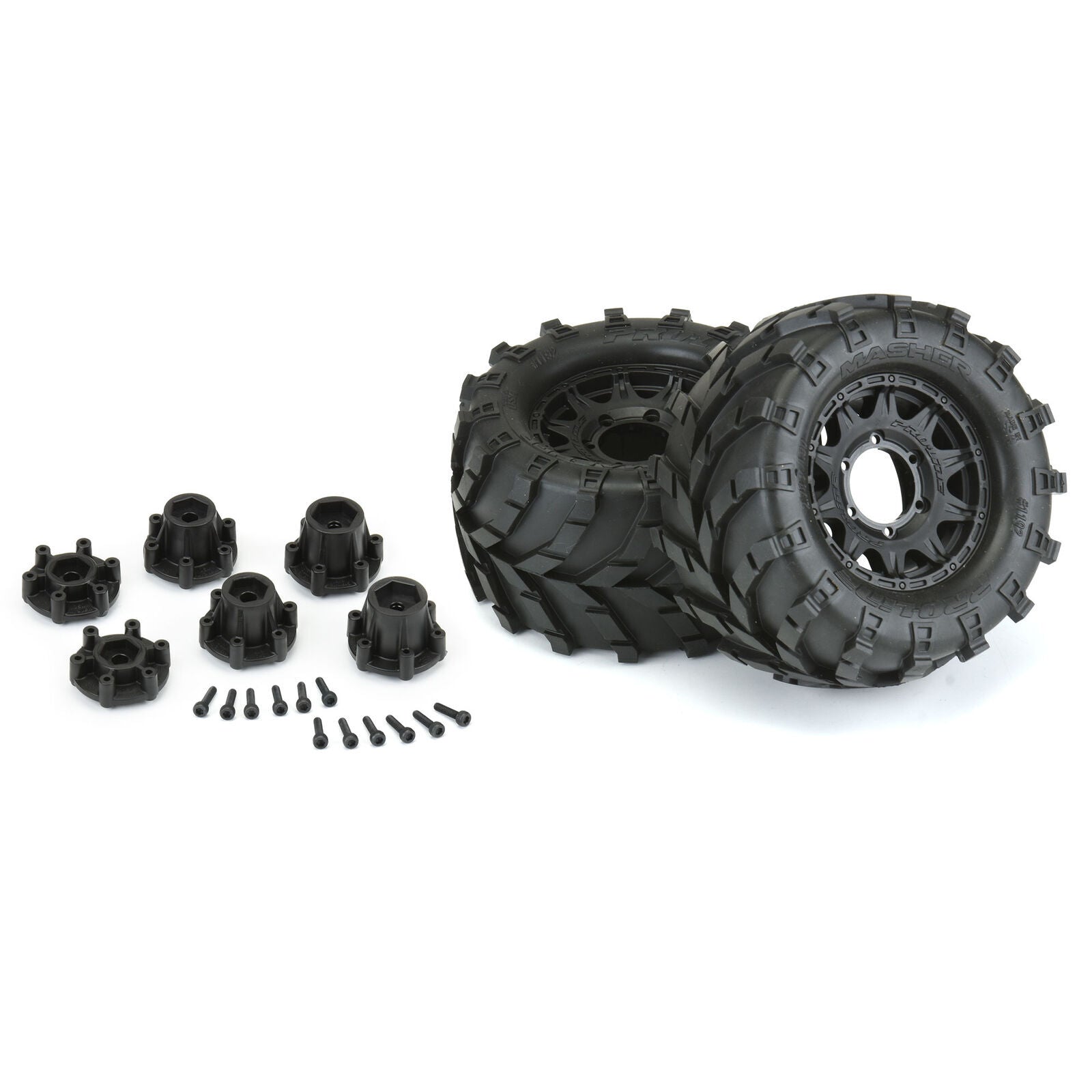 1/10 Masher Front/Rear 2.8" MT Tires Mounted 12mm Blk Raid (2)