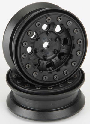 1/10 Denali Front/Rear 1.9" 12mm Rock Crawler Wheels (2) Black/Black