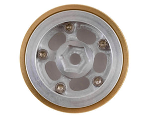 SCX24 1.0” Aluminum/Brass 5-Slot Beadlock Wheels (Silver) (2) (24g)