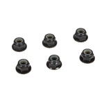 4mm Aluminum Serrated Lock Nuts, Black (6)