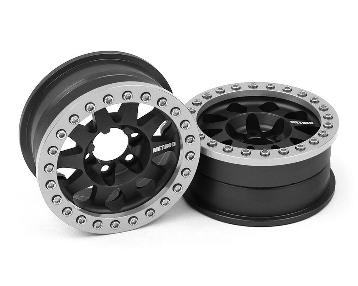 Method 101 V2 1.9" Beadlock Crawler Wheels (Black/Silver) (2)