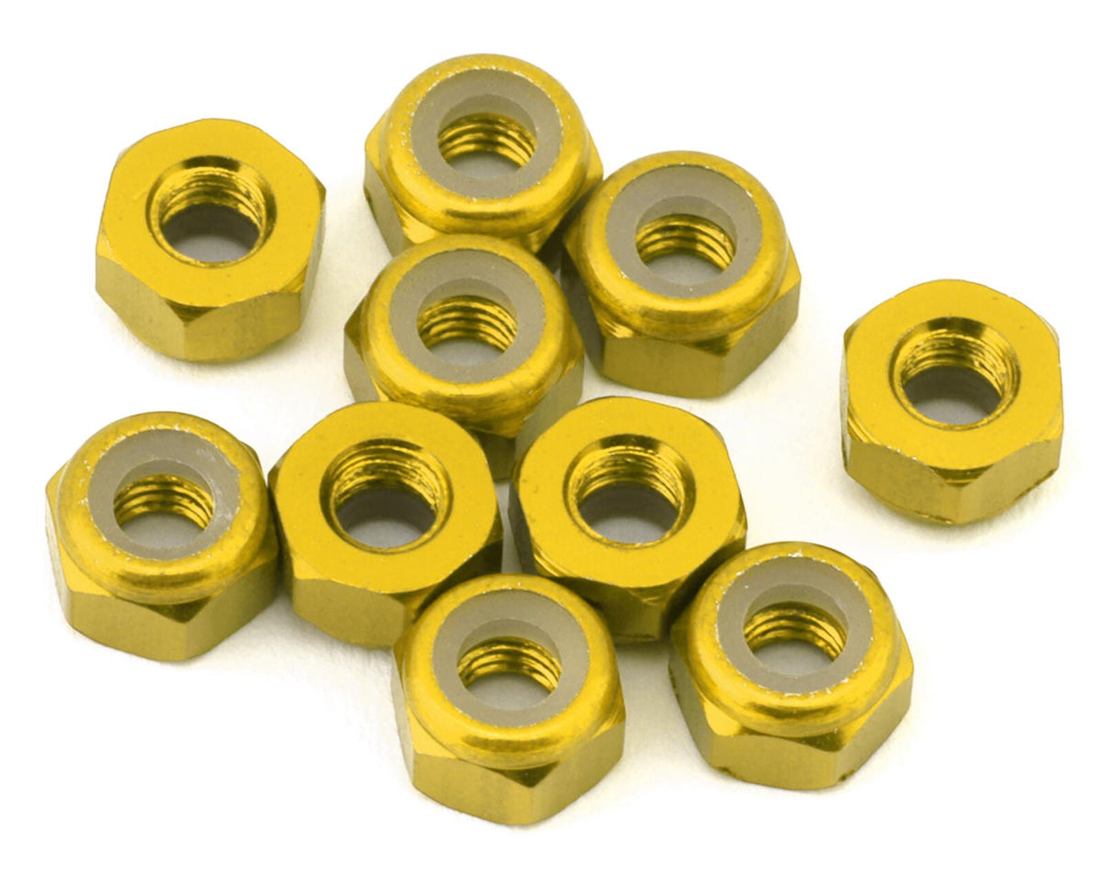 3mm Aluminum Lock Nuts (Gold) (10)