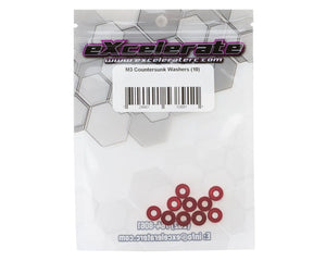 3mm Countersunk Washers (Red) (10)