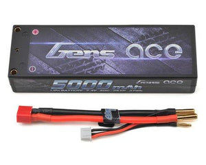 5000mAh 7.4V 50C 2S1P Lipo Battery Pack 24# w/Dean GEA50002S50D Gens Ace