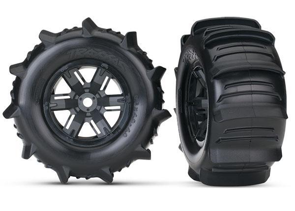 Traxxas X-Maxx Pre-Mounted Paddle Tires & Wheels (2) (Black) 7773