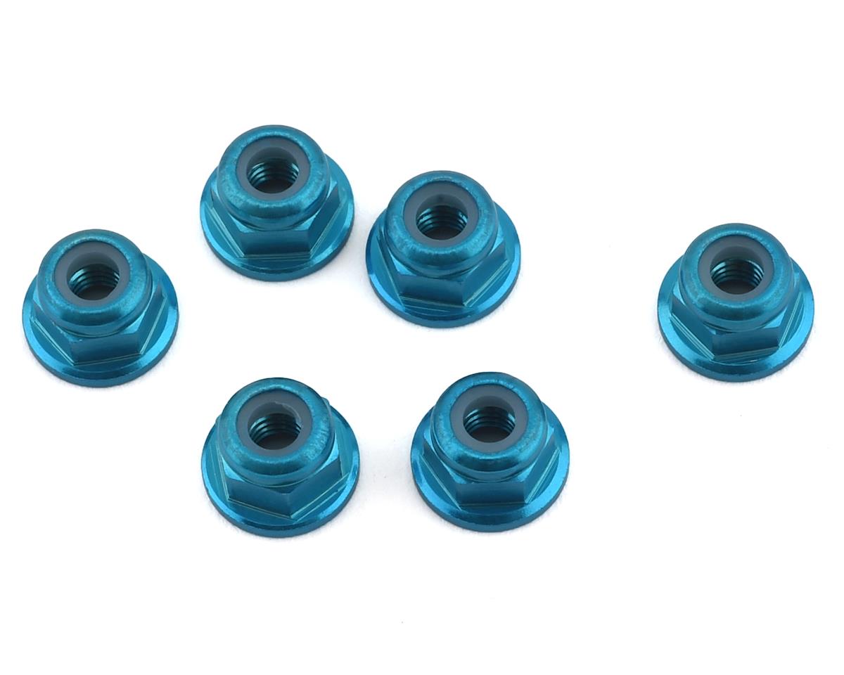 1UP Racing Racing 3mm Aluminum Flanged Locknuts (Blue) (6) 1UP80514