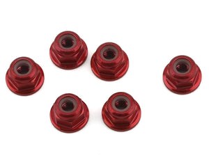 1UP Racing 3mm Aluminum Flanged Locknuts (Red) (6) 1UP80534