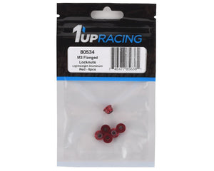 1UP Racing 3mm Aluminum Flanged Locknuts (Red) (6) 1UP80534