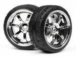 HPI T-Grip Tire, 26Mm, Mounted On Rays 57S-Pro Wheels, Chrome HPI4738