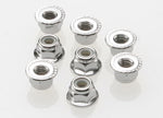 Traxxas Nuts, 4mm flanged nylon locking (steel, serrated) (8) 3647