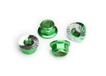 5mm Aluminum Flanged Nylon Locking Nuts (Green) (4)