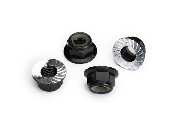 5mm Aluminum Flanged Nylon Locking Nuts (Black) (4)