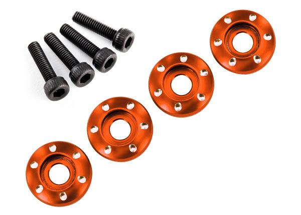 Wheel Nut Washer, Machined Alum, Orange, 4pc:Teton