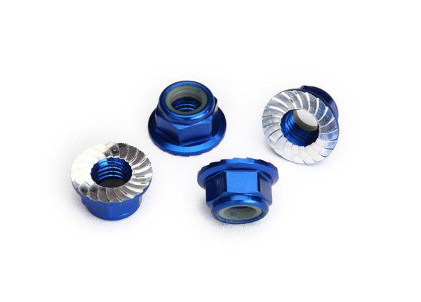 5mm Aluminum Flanged Nylon Locking Nuts (Blue) (4)