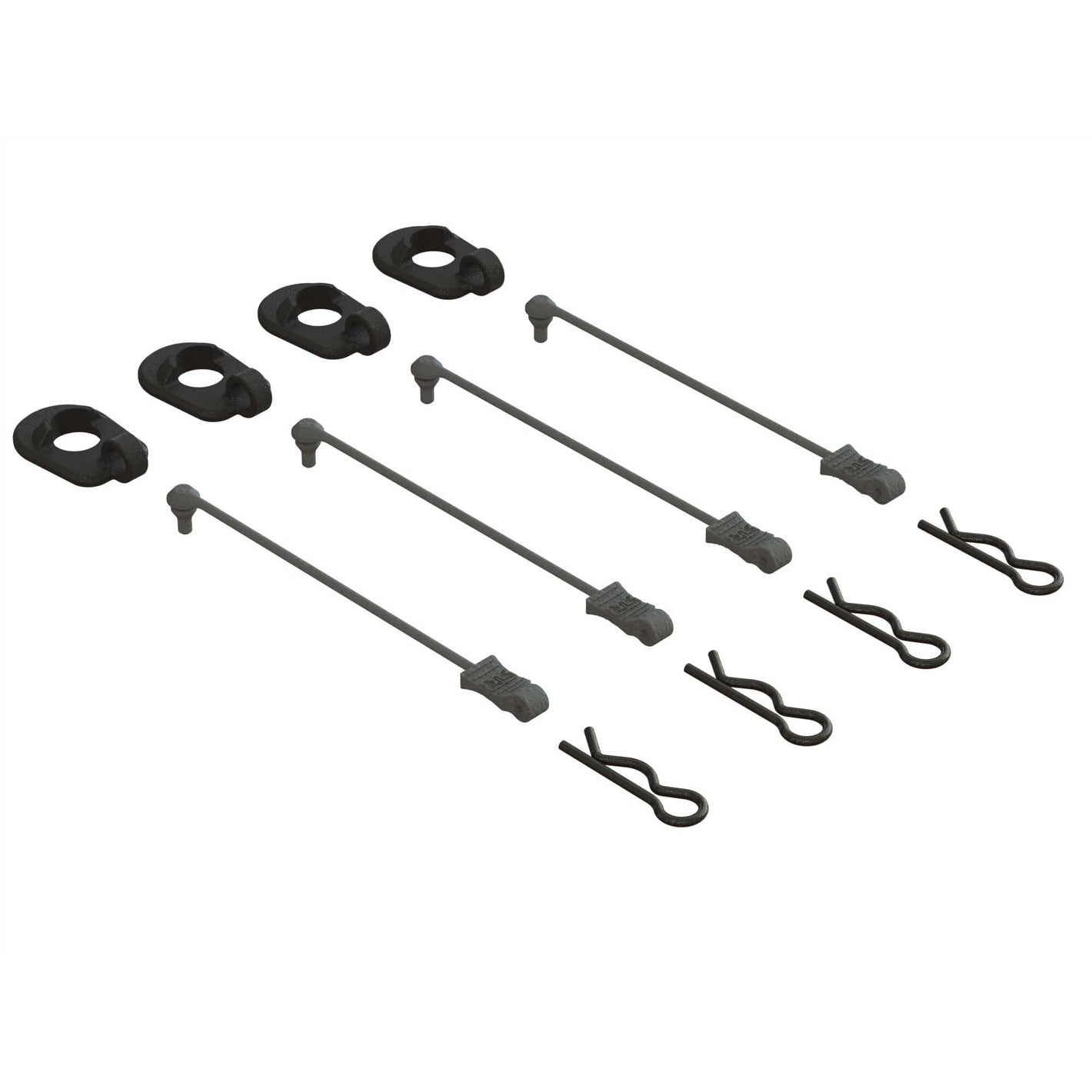 Body Clip Retainers, Black (4): 1/5 Scale